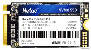 Внутренний SSD M.2 PCIe 3 x2 - 1ТB 2242 Netac N930ES Pro NVMe