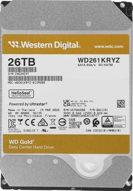 Жесткий диск WD Gold 26TB WD261KRYZ
