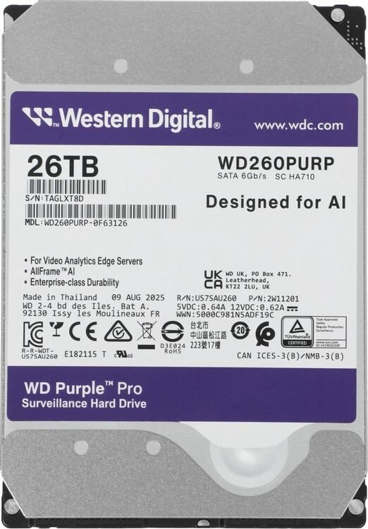 Жесткий диск WD Purple Pro 26TB WD260PURP