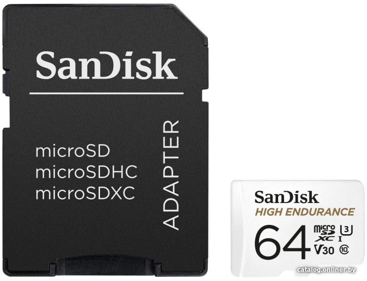 Карта памяти SanDisk High Endurance microSDXC SDSQQNR-064G-GN6IA 64GB (с адаптером)