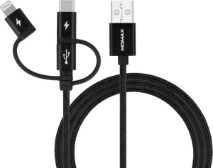 DX1D OneLink 3-in-1 USB Type-A - Lightning/microUSB/USB Type-C (1 м, черный)