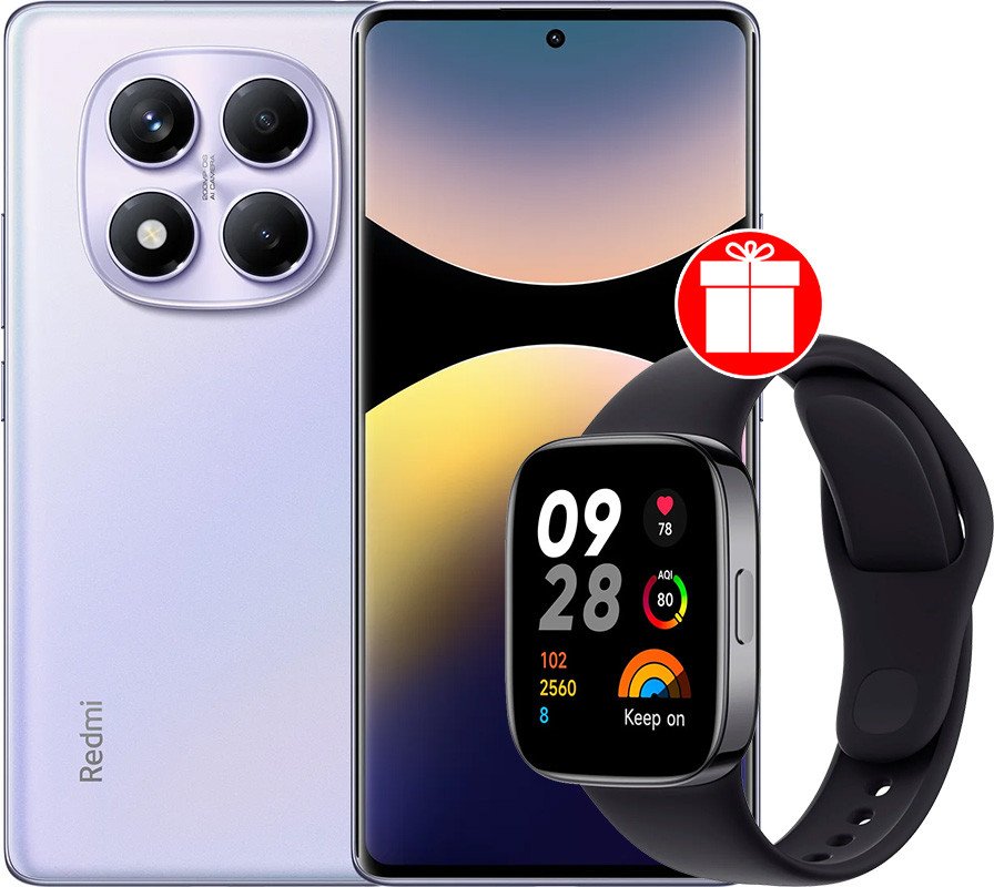 Телефон Xiaomi Redmi Note 14 Pro 12GB/512GB международная версия (фиолетовый) + умные часы Xiaomi Re