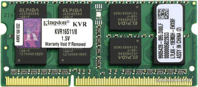 Оперативная память Kingston ValueRAM 8GB DDR3 SO-DIMM PC3-12800 (KVR16S11/8)