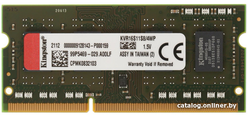 Оперативная память Kingston ValueRAM 4GB DDR3 SODIMM PC3-12800 KVR16S11S8/4WP