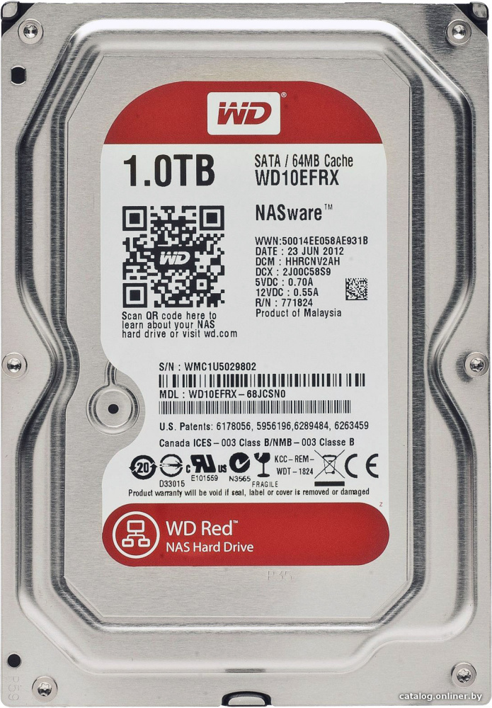 Жесткий диск WD Red Plus 1TB WD10EFRX