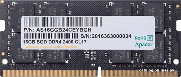 Оперативная память Apacer 16GB DDR4 SODIMM PC4-19200 AS16GGB24CEYBGH