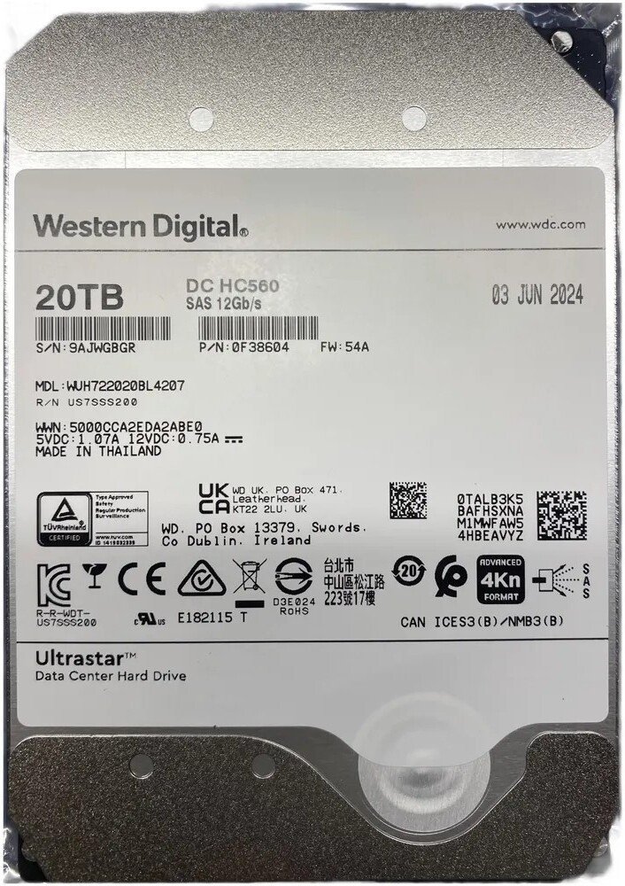 Жесткий диск WD Ultrastar DC HC560 20TB WUH722020BL4207