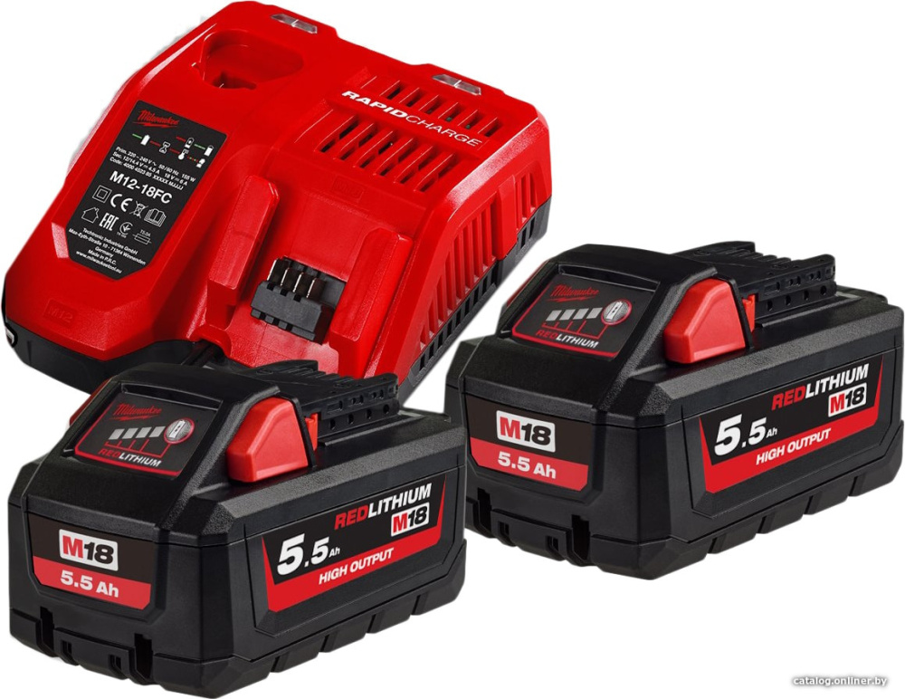 Аккумулятор с зарядным устройством Milwaukee M18 HNRG-552 (18В/5.5 Ah + 12-18В)