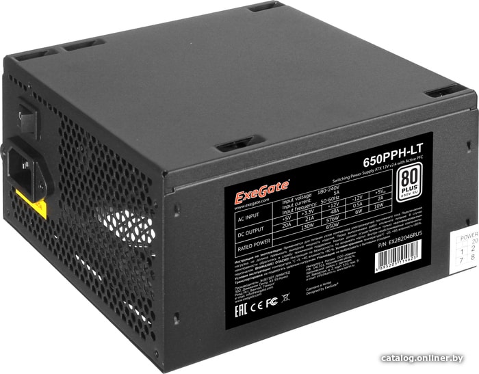 Блок питания ExeGate 650PPH-LT 80 Plus EX282046RUS