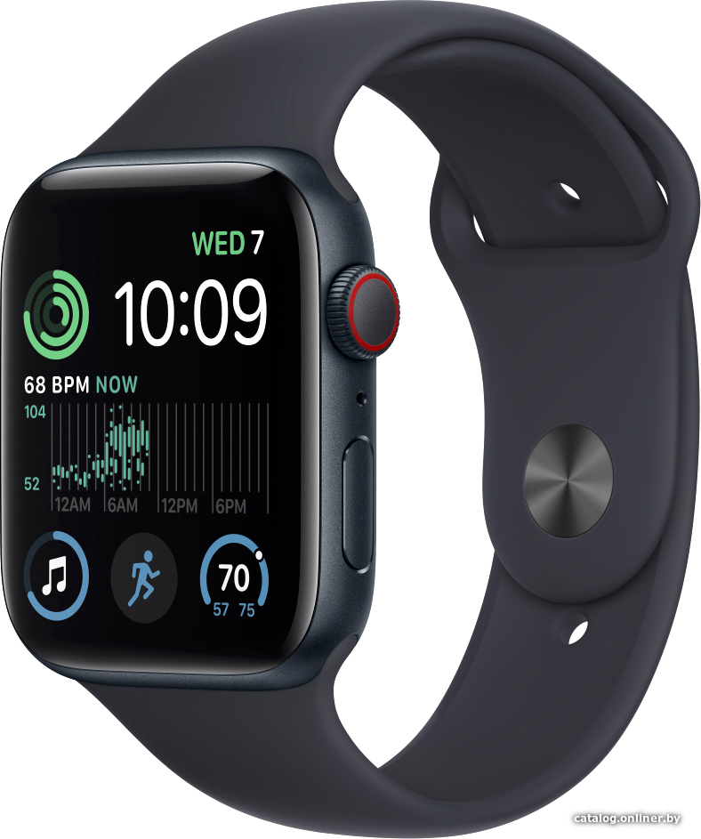 Умные часы Apple Watch SE 2 44 мм (алюминиевый корпус, полуночный/полуночный, спортивный силиконовый