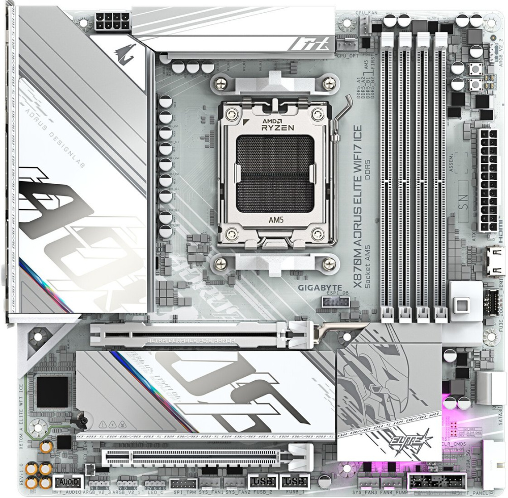 Материнская плата Gigabyte X870M Aorus Elite WiFi7 Ice