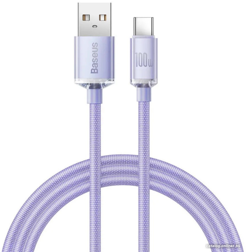 Кабель Baseus Crystal Shine Series CAJY000505 USB Type-A - USB Type-C (2 м, фиолетовый)