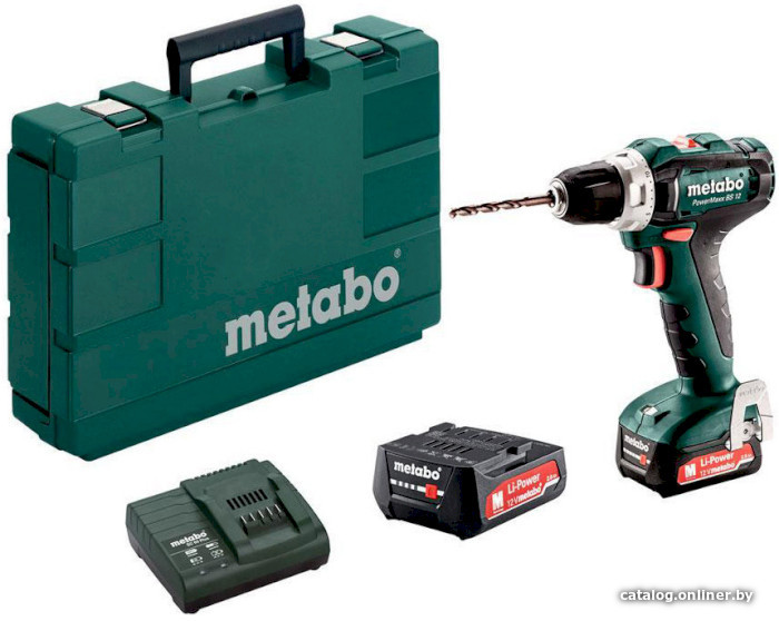 Дрель-шуруповерт Metabo PowerMaxx BS 12 601036500 (с 2-мя АКБ 2 Ah, кейс)