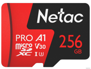 MicroSDXC 256GB V30/A1/C10 Netac P500 Extreme Pro с адаптером