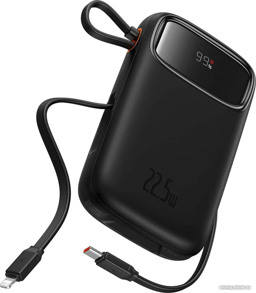 Внешний аккумулятор Baseus Qpow2 Dual-Cable Digital Display Fast Charge Power Bank 22.5W 10000mAh (ч