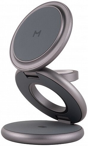Беспроводное зарядное Magssory Disc Signature Edition 3 в 1 для Apple WCH033 (темно-серый)
