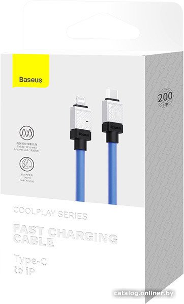 Кабель Baseus CoolPlay Series USB Type-C - Lightning (2 м, голубой)