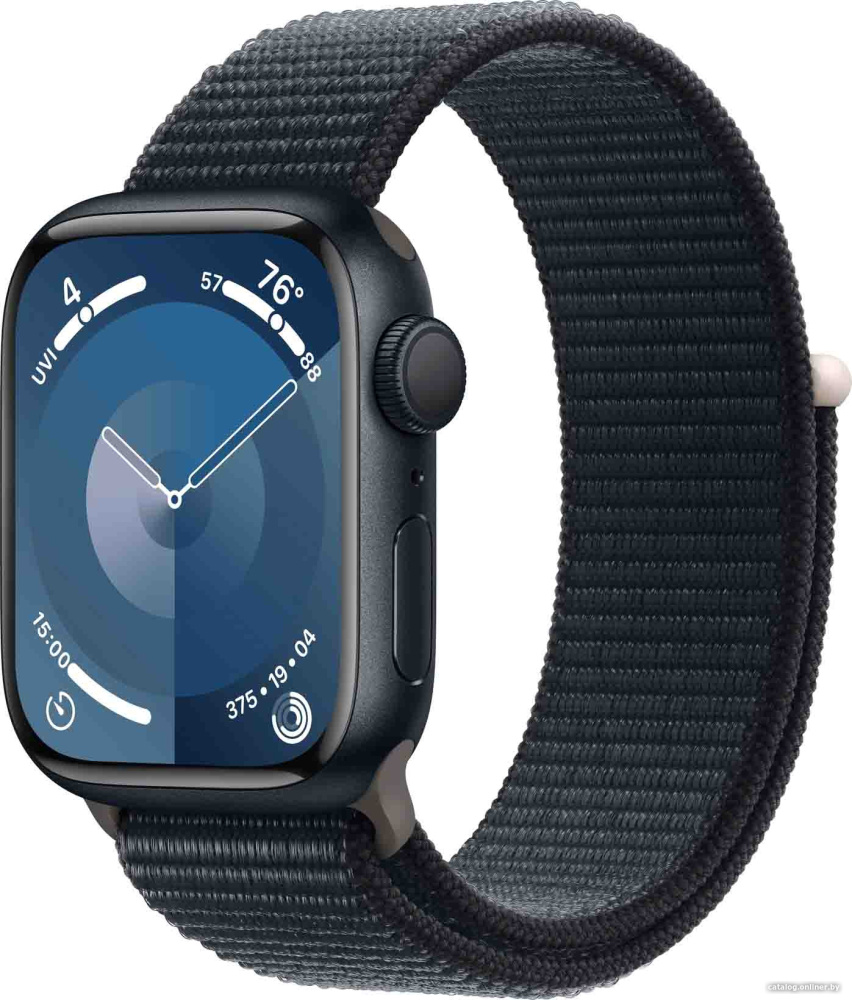 Умные часы Apple Watch Series 9 41 мм (алюминиевый корпус, полуночный/полуночный, нейлоновый ремешок