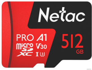 MicroSDXC 512GB V30/A1/C10 Netac P500 Extreme Pro
