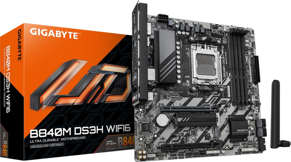 Картинка Материнская плата Gigabyte B840M DS3H WiFi6 от магазина X-core.by Материнская плата Gigabyte B840M DS3H WiFi6  купить в интернет-магазине X-core.by