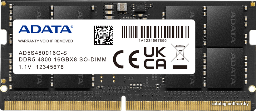 Оперативная память A-Data 8ГБ DDR5 4800 МГц AD5S48008G-S