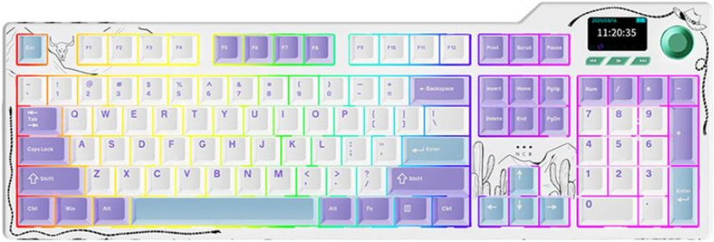 Клавиатура Ajazz AK35I V4 (фиолетовый/белый/синий, Ajazz Avocado)