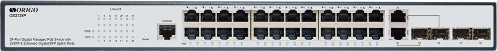 Управляемый коммутатор 2-го уровня Origo OS3128P/250W/A1A