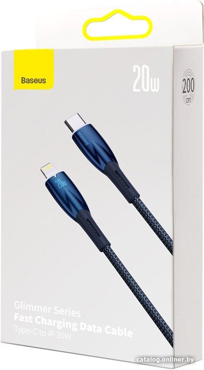 Кабель Baseus Glimmer Series USB Type-C - Lightning (2 м, синий)