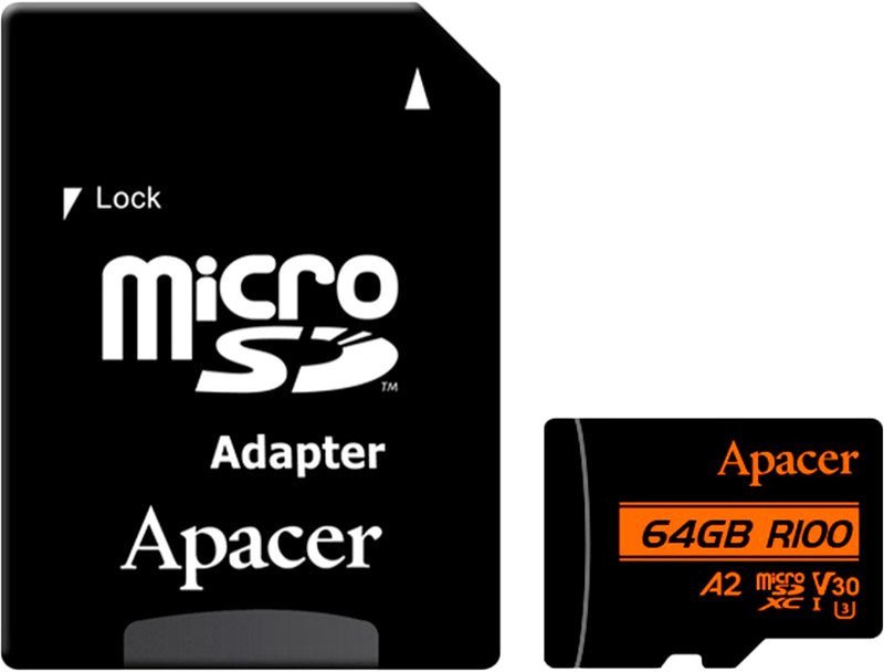Карта памяти Apacer microSDXC AP64GMCSX10U8-R 64GB (с адаптером)
