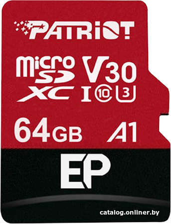 Карта памяти Patriot microSDXC EP Series PEF64GEP31MCX 64GB (с адаптером)