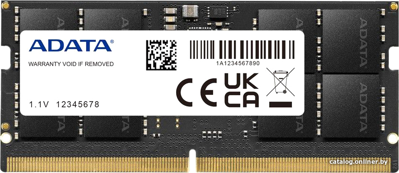 Оперативная память ADATA 8ГБ DDR5 SODIMM 4800 МГц AD5S48008G-B