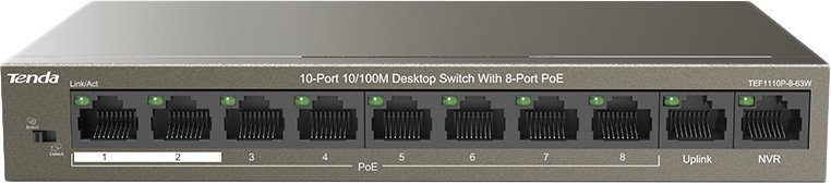Неуправляемый коммутатор Tenda TEF1110P-8-63W
