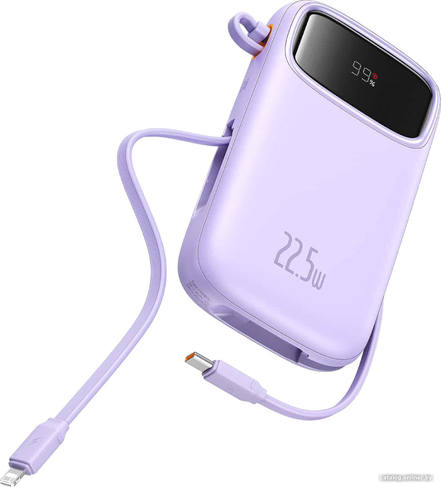 Внешний аккумулятор Baseus Qpow2 Dual-Cable Digital Display Fast Charge Power Bank 22.5W 20000mAh (с
