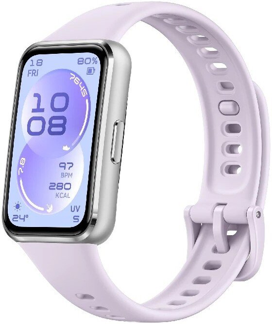 Фитнес-браслет Huawei Band 11 (серебристый алюминиевый корпус, с сиреневым силиконовым ремешком, меж