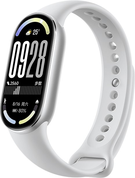 Фитнес-браслет Xiaomi Smart Band 10 M2459B1 (серебристый, с белым силиконовым ремешком, международна