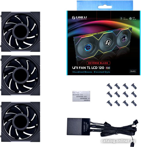 Набор вентиляторов Lian Li Uni Fan TL LCD 120 Reverse Triple Pack G99.12RTLLCD3B.R0