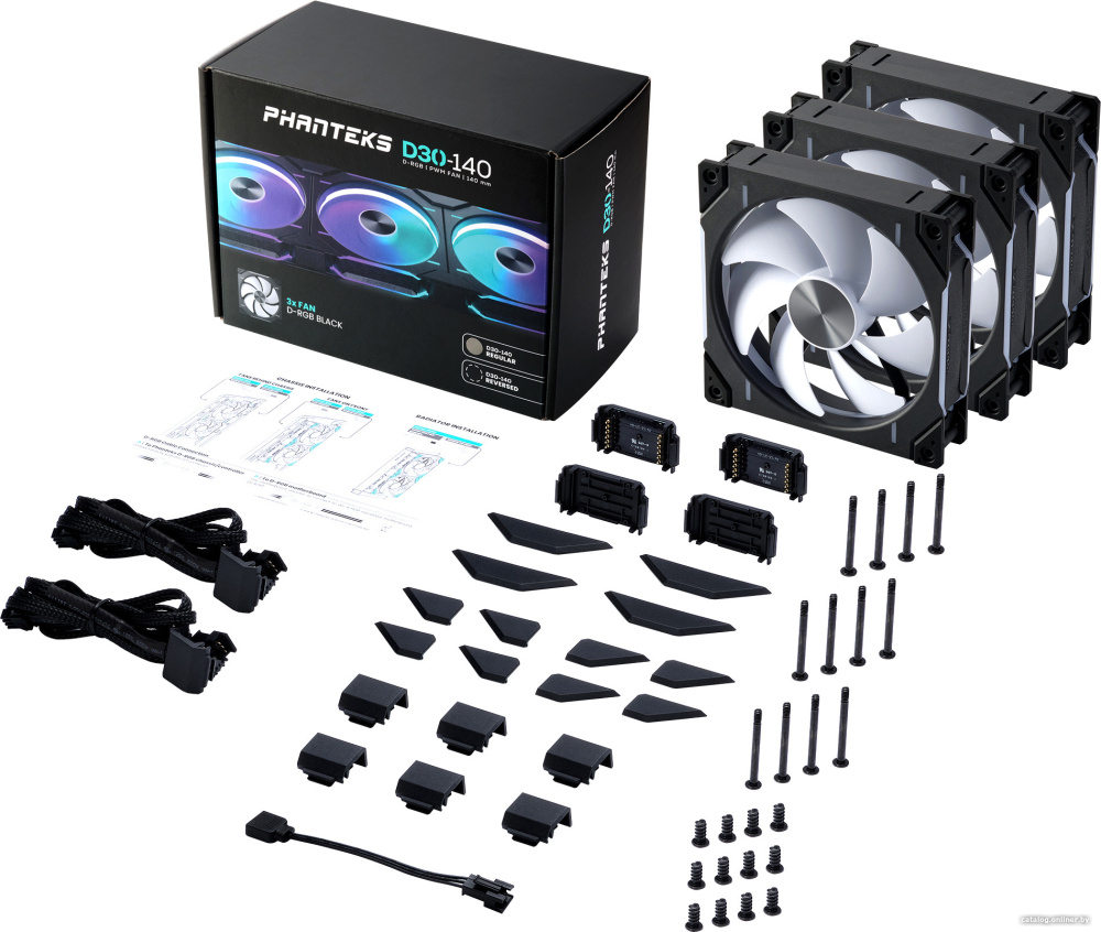 Набор вентиляторов Phanteks D30-140 D-RGB Regular Black Triple PH-F140D30_DRGB_PWM_BK01_3P