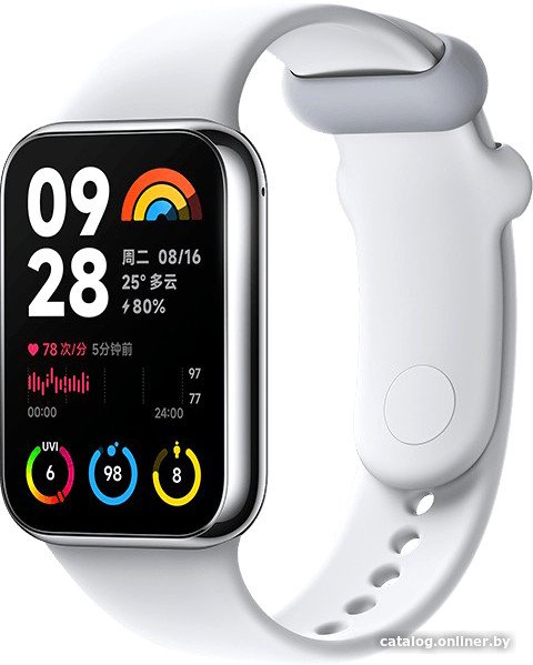 Фитнес-браслет Xiaomi Smart Band 8 Pro M2333B1 без NFC (серый, с белым силиконовым ремешком, междуна