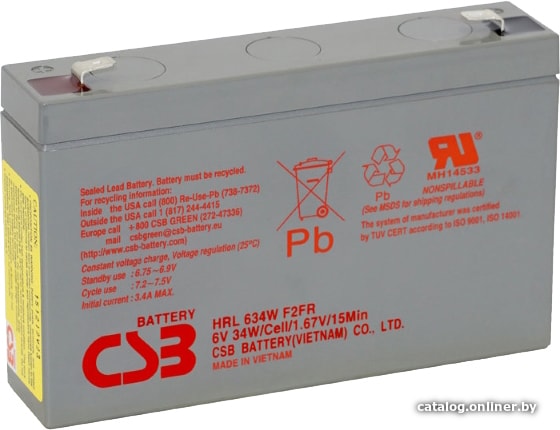 Аккумулятор для ИБП CSB Battery HRL634W F2FR (6В/9 А·ч)