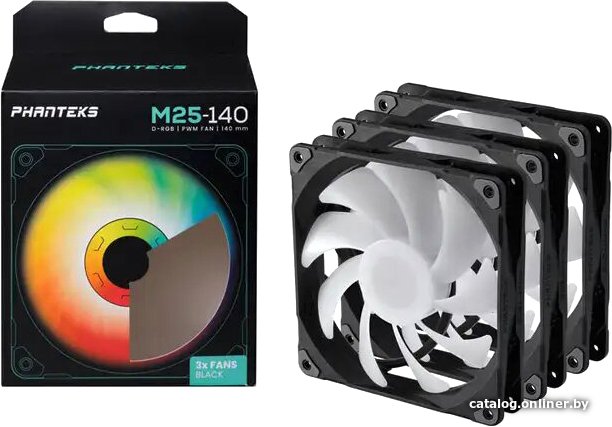 Комплект вентиляторов для корпуса Phanteks M25-140 D-RGB PH-F140M25_DRGB_PWM_BK01_3P