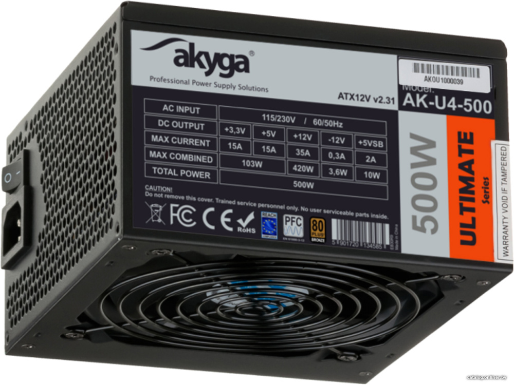 Блок питания akyga AK-U4-500 500W 80+ Bronze