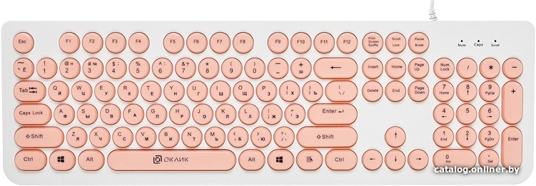 Клавиатура Oklick 400MR (белый/розовый)