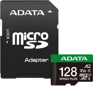SPEED PLUS microSDXC 128GB UD128GUI3V30A2SP-RA1 (с адаптером)