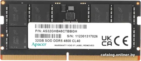 Apacer 32ГБ DDR5 SODIMM 4800 МГц AS32GHB48CTBBGH