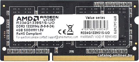 AMD Radeon R3 Value Series 4GB DDR3 SODIMM PC3-10600 R334G1339S1S-UO