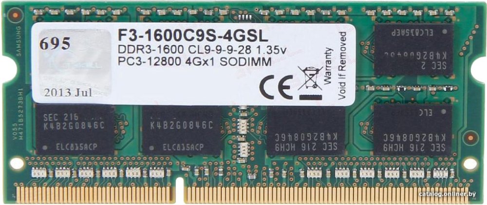 G.Skill 4GB DDR3 SODIMM PC3-12800 F3-1600C9S-4GSL