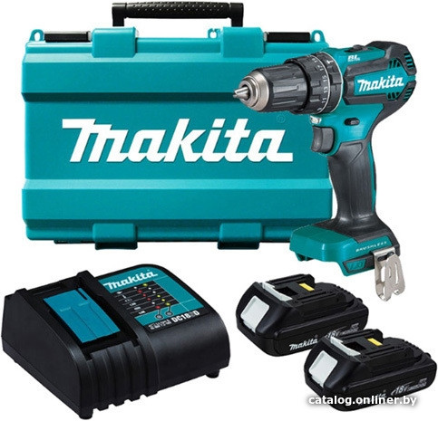 Ударная дрель-шуруповерт Makita DHP485SYE (с 2-мя АКБ, кейс)