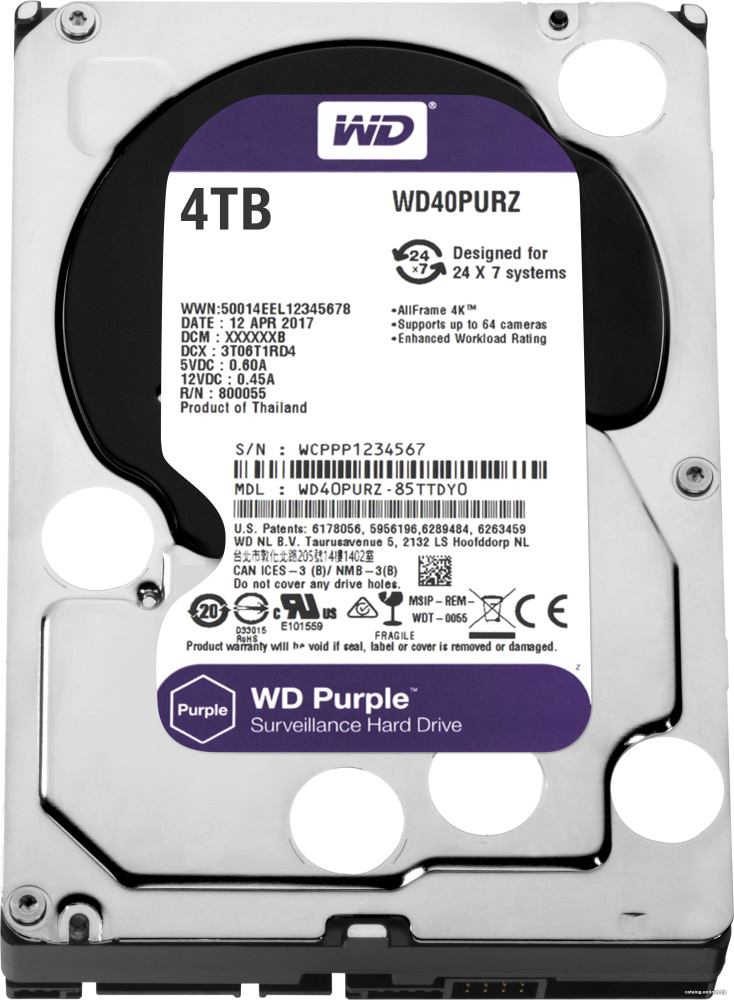 Жесткий диск WD Purple 4TB [WD40PURZ]