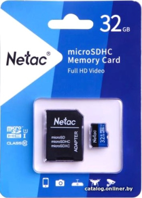 Купить карта памяти netac p500 standard 32gb nt02p500stn-032g-r + адаптер в интернет-магазине X-core.by