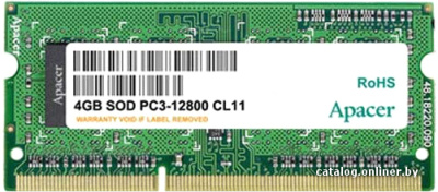 Оперативная память Apacer 4GB DDR3 SO-DIMM PC3-12800 [AS04GFA60CATBGJ]  купить в интернет-магазине X-core.by